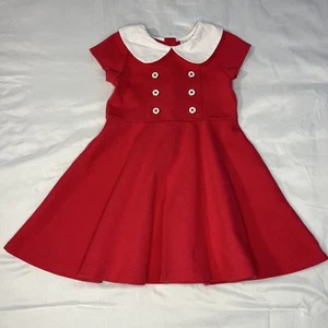 VESTIDO PONTE JANIE AND JACK NIÑAS CUELLO Rojo Talla 3 Botones Rosa Rojo Silenciado - Imagen 1 de 14