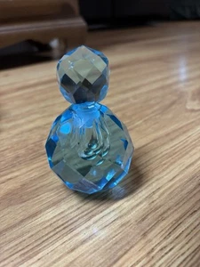 Vintage IRICE I.W. Rice & Co. Blue Hand Cut Faceted CRYSTAL Perfume Bottle Japan - Picture 1 of 1