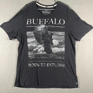 Buffalo David Bitton T Shirt XL Black Born To Explore Distressed Fade - Picture 1 of 7
