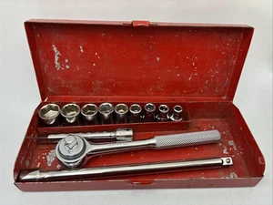 1/4" BON-E-CON Ratschensatz - 2 Verlängerungen, 9 Stecknüsse (verschiedene Marken) mit Box - Bild 1 von 10