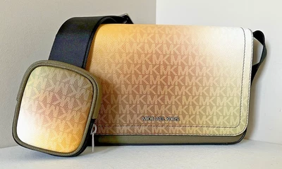 New Michael Kors Cooper Mini Flap Ombré Logo Crossbody with Pouch Olive Multi - Image 1 of 4