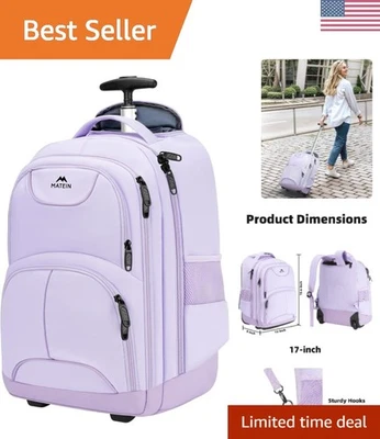 Versátil mochila rodante para computadora portátil 36L púrpura con ruedas lisas - lista para viajar Foto 1 de 4