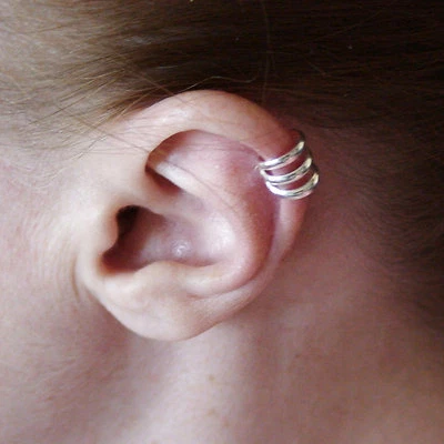 Spiral Ear Cuff Earring - 925 Sterling Silver - No Piercing Clip On Climber  - Image 1 of 3