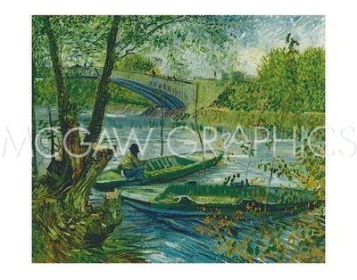 Póster impreso artístico de Un pescador en su barco, Van Gogh 11" x 14" 404 Foto 1 de 2