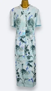 Jacques Vert Light Blue Floral Dress and Jacket, Mother of the Bride, UK 14 - Picture 1 of 10