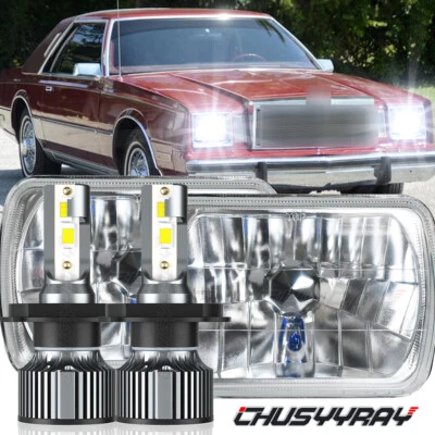 Faros LED cuadrados de haz alto/bajo DRL para Chrysler Cordoba 1980-83 2X 7x6" Foto 1 de 4
