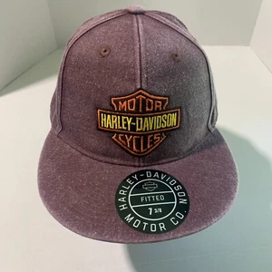 Harley Davidson Size 7 3/8 (L) Fitted Woven Adult BB Cap Hat Brand New - Picture 1 of 9