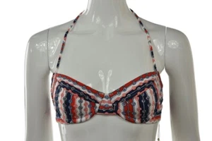 NUEVO Top de Bikini Shoshanna Talla A Rojo Azul Marino Estampado Halter Informal Traje de Baño - Imagen 1 de 5