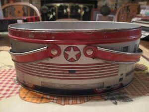 Vintage "Decoware" Tin Lithographed Oval Lunch Box- Locomotive
