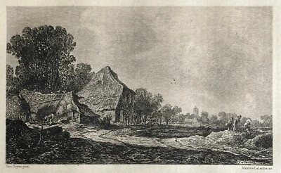 Maxime Lalanne / Jan Van Goyen Gravure Eau Forte Etching Paysage Les Chaumières - Photo 1/4