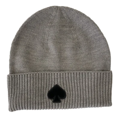 NWT Kate Spade Women's Flocked Spade  Beanie Hat Heather Gray - Image 1 of 4