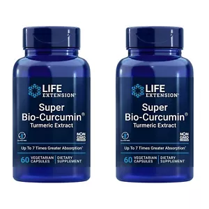 2 PACK Life Extension Super Bio-Curcumin Turmeric Extract 400 mg 60 Veg Capsules - Picture 1 of 10
