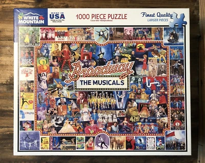 White Mountain Puzzles Broadway The Musicals Jigsaw Puzzle 1000 pc NYC New York - Image 1 of 4