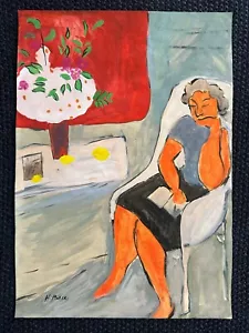 Henri Matisse drawing and painting on old paper signed stamped vintage - Picture 1 of 2