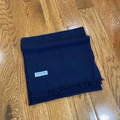 Christian Dior Vintage 100% Wool Scarf Lightweight Navy Blue Color 💙 - Image 1 of 4