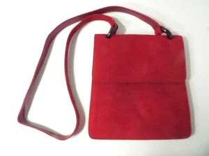 VIA SPIGA Italian Red Suede Shoulder Handbag - Picture 1 of 7