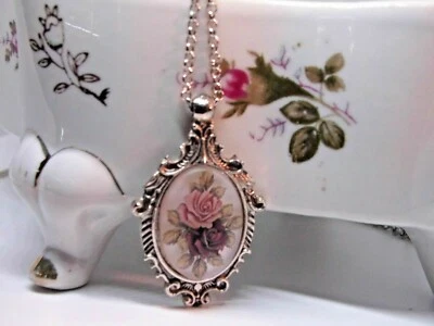 Collar Colgante Boda Rosa Malva Rosa Esmerilada DÍA DE SAN VALENTÍN Dije CUMPLEAÑOS Foto 1 de 4