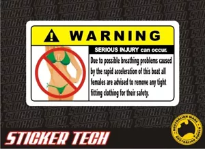 WARNING FAST BOAT STICKER DECAL TO SUIT TINNY SKI OUTBOARD MOTOR WAKE FISHING - Foto 1 di 1