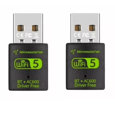 2x USB WiFi Bluetooth Adapter 600Mbps 2.4G/5Ghz Dual Band Wireless Card - Image 1 of 2