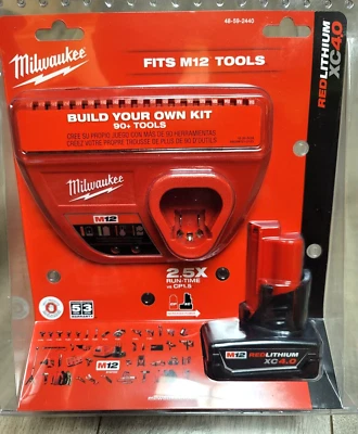 Kit de inicio Milwaukee M12 incluye batería y cargador 4.0 XC #48-59-2440 Foto 1 de 2