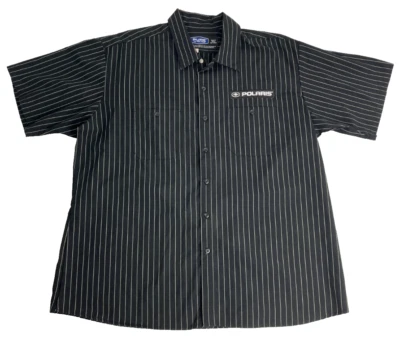 Pure Polaris Mens Short Sleeve Black Pin Striped Embroidered Button Up Shirt XL - Image 1 of 4