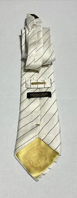 Gravata de seda Donald J. Trump marfim listra multicolorida 59"x4" coleção assinatura - Imagem 1 de 4