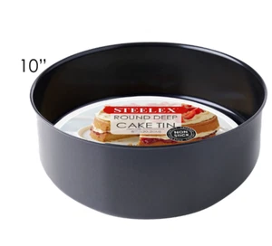 Steelex 10" Deep Round Cake Tin Non-Stick Heavy Gauge - Picture 1 of 2