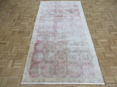 4'3 x 8'2 Hand Knotted Salmon Vintage Turkish Overdyed Oriental Rug G11285 - Image 1 of 4