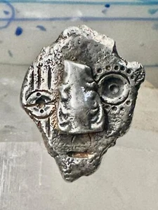Face ring Heavy Abstract figurative face primitive size 11 sterling silver women - Picture 1 of 12