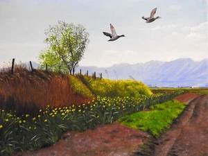 ORIGINAL NURIA GARRIGOS "Ullal de Baldoví" landscape Spanish spain OIL PAINTING - Picture 1 of 1