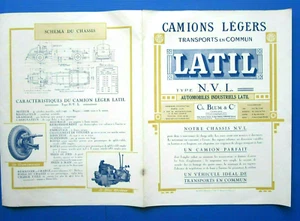 LATIL type N.V.L. camions légers transports en commun / dépliant d'époque 1926 ? - Picture 1 of 2