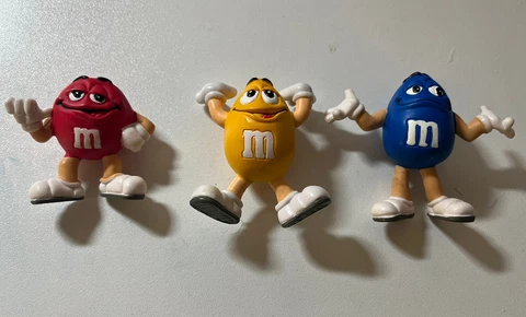 M&M’s Red Yellow Blue  2” Figures. Lot Of 3 Candy Cover