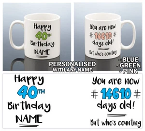 40. GEBURTSTAGSBECHER PERSONALISIERT 40 Jahre Tasse Geburtstag Geschenkidee Männer Frauen Er Her - Bild 1 von 10