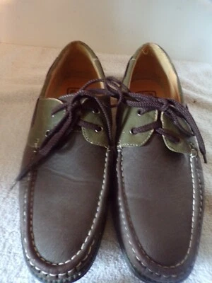 Phat Classics Green/Brown Laced Flat Boat Shoes Men's Size 12 Driving Shoe  - Image 1 of 4