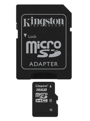 Kingston 16GB Micro SD HC & Adapter Retail Pack Micro SDHC Class 4 High Speed - Image 1 of 3