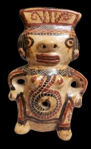 Costa Rica Guanacaste Nicoya Handcarved Painted Female Fertility Figural Whistle - Bild 1 von 5
