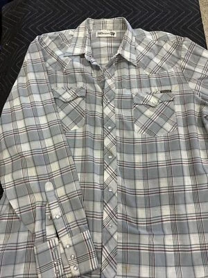 Camisa Occidental De Colección Genuina Roebucks Gris Rojo Verde Cuadros Perla Broches Talla XL Foto 1 de 4