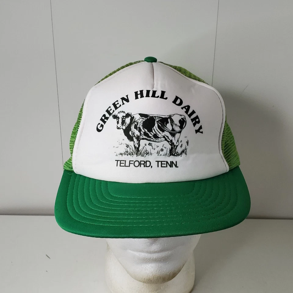VTG Green Hill Dairy Farm Cattle Cows Telford Tennessee Trucker Hat Snapback Cap - Image 1 of 4