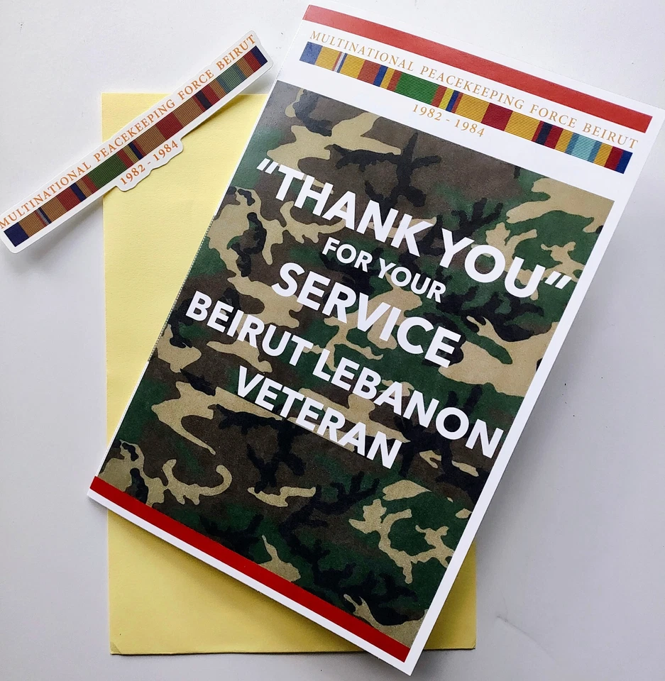 Memorial Card Beirut Lebanon CAR Peacekeeping Force Veteran 1982 1983 1984 - Image 1 of 4