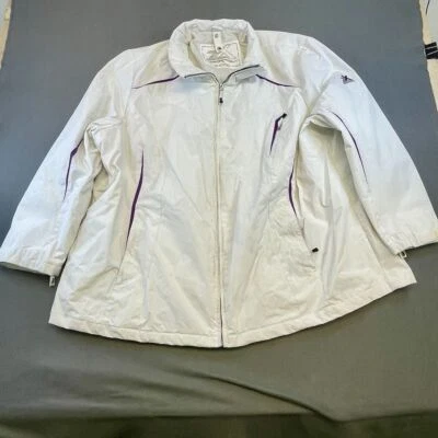 ZeroXposur Jacket Windbreaker Full Zip Lightweight White Purple Trim Plus - Image 1 of 4
