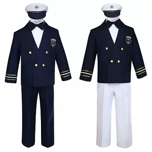 Bebé Niños Pequeños Náutico Capitán Marinero Boda Traje Formal Blanco/Marino S-12 - Imagen 1 de 7