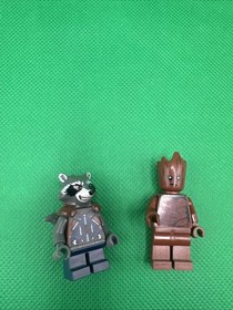 Lot 2 LEGO Minifigs Marvel Super Heroes Guardians Rocket Raccoon + Groot WT26