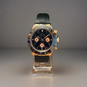 Rose Gold Arabic Dial Seiko Daytona Mod, Vk63 Mecha-Quartz Chronograph Movement - Picture 1 of 4