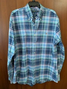 Herren Ralph Lauren Poloshirt OCBD XL Blau Rosa Grün Kariert Baumwolle Langarm - Bild 1 von 11