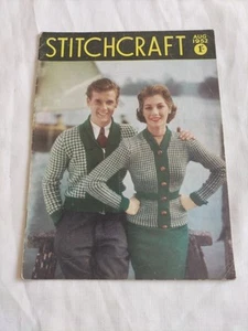 1952 Aug Stitchcraft Vintage Magazine Knitting, Embroidery Roger Moore Cover - Picture 1 of 8