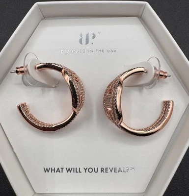 NEW Bomb Party April 2025 Romantic Nights Cubic Zirconia Rose Gold Hoop Earrings - Image 1 of 4