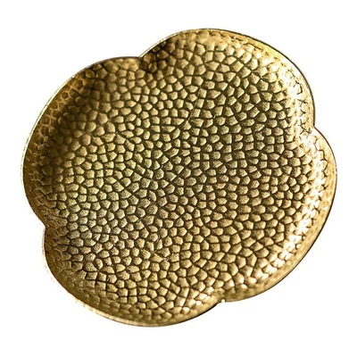 1Pc Household Copper Coaster Chinese Serving Tray Teacup Stand (Golden) - Image 1 of 4