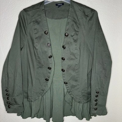 TORRID плюс размер 2 (18-20) зеленый холст военного стиля пеплум оборки куртка  - Изображение 1 из 4