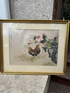 Antikes NACHLASS Chinesisches Aquarell auf Seide Original Gemälde Epoche 1800er?? - Bild 1 von 10