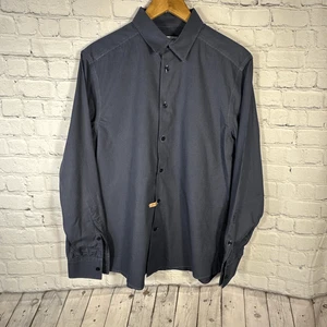 Versace Collection Trend Hemd Herren 42 Blau Hahnentritt Knopfleiste - Bild 1 von 10